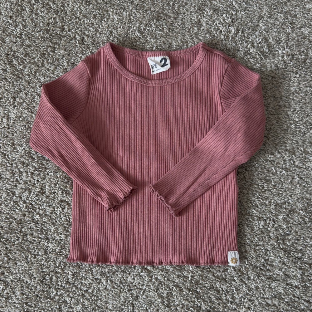 Cotton On kids toddler girls Long Sleeve ribbed Top tshirt shirt size 2